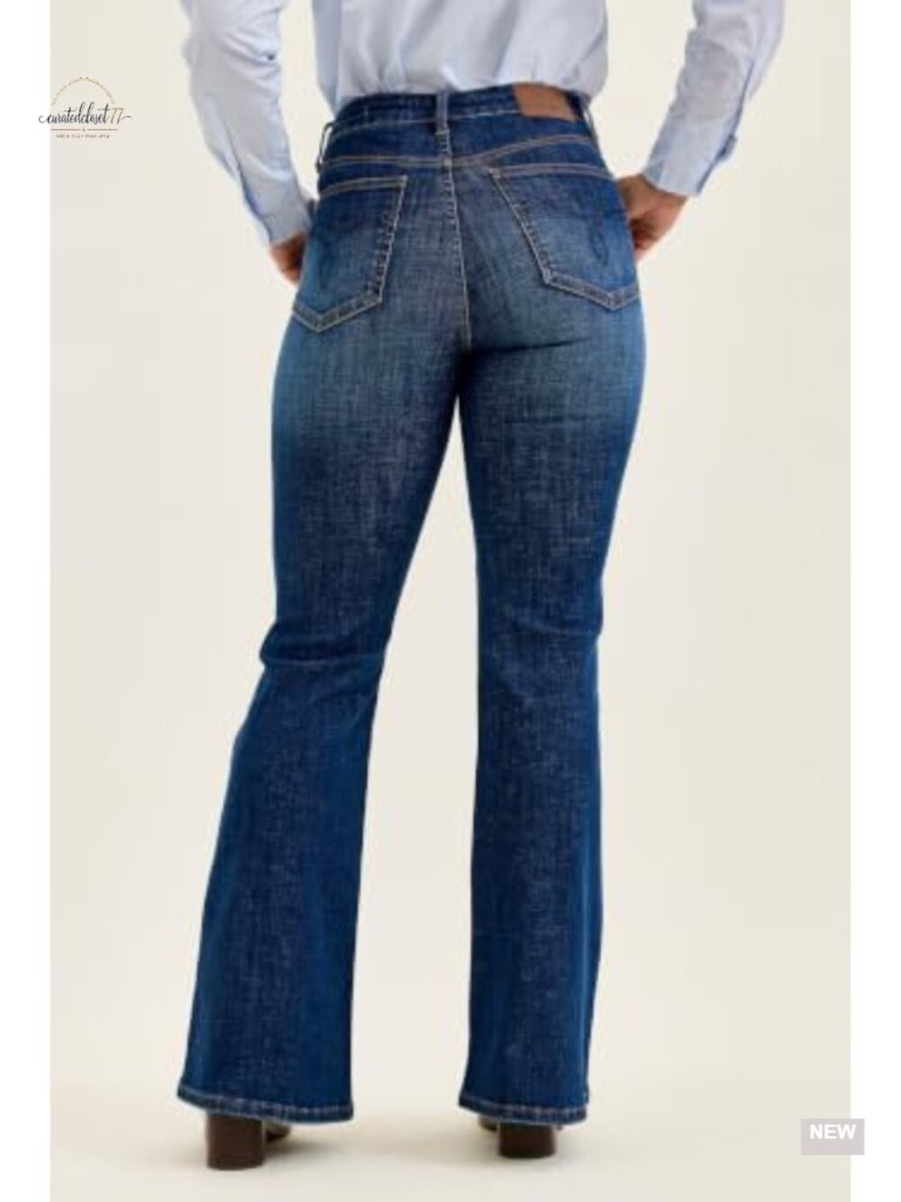 High Waisted Tummy Control Flare Jeans Cotton Blend 33 Inseam - Picture 4 of 5